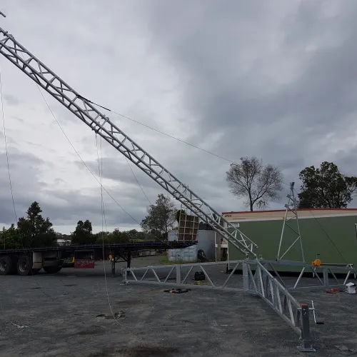 AL500 12m tripod being set up for remote mining operations