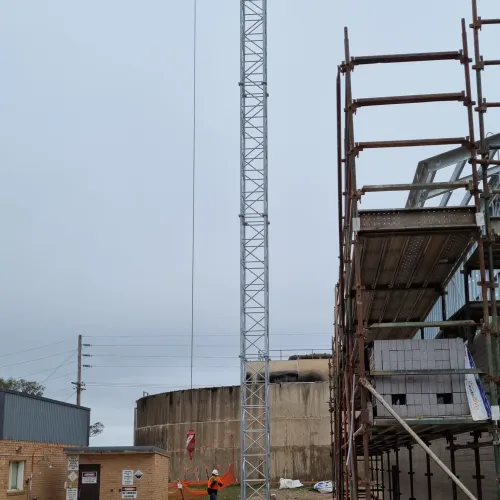 GT1000 freestanding 24m galvanised tower, Gongues Construction