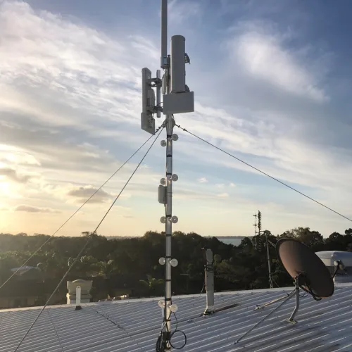 AT60 Guyed Roof Mast in morning sun