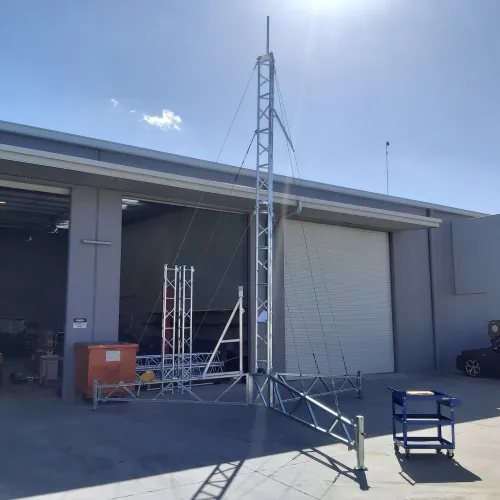 AL340 8m Defence Radar tripod tower off to SA for trials