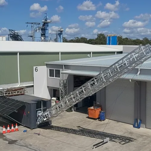 HCT shipping container gantry tower being raised