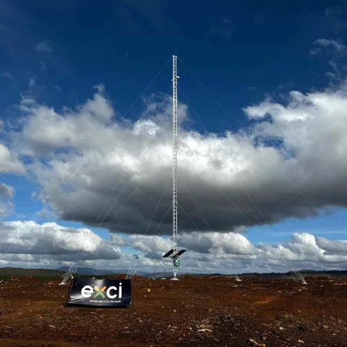 Al340 guyed tower installed by Exci for bushfire AI monitoring