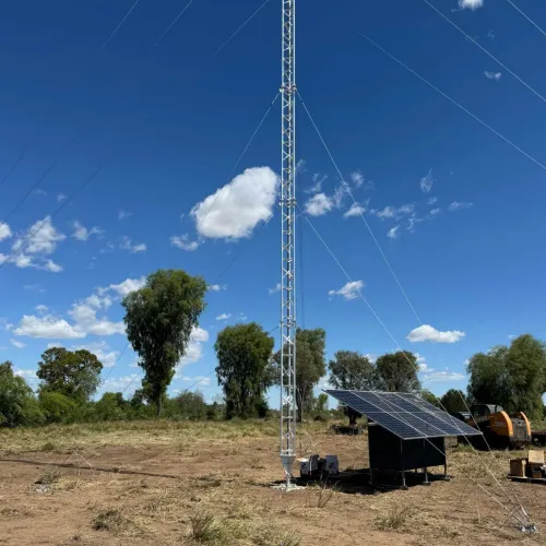 AL340 lattice tower installed by Wi-Sky for remote communications