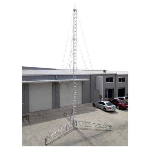 AL340 temporary deployable tripod tower 14m in carpark