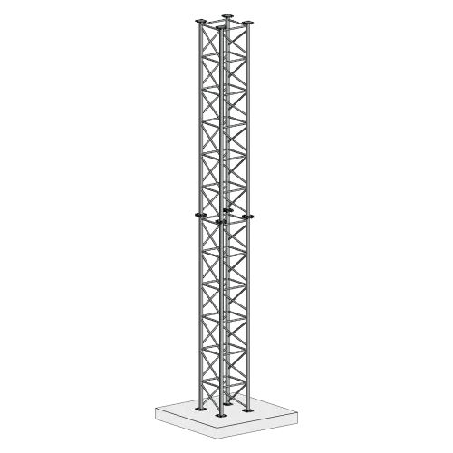 Galvanised square lattice tower, four-leg design