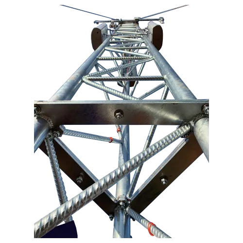 GL450 galvanised steel lattice tower view upwards