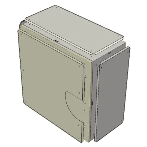 AES Stainless Enclosure 800x800x400 with Vent and Sunshield - Perspective