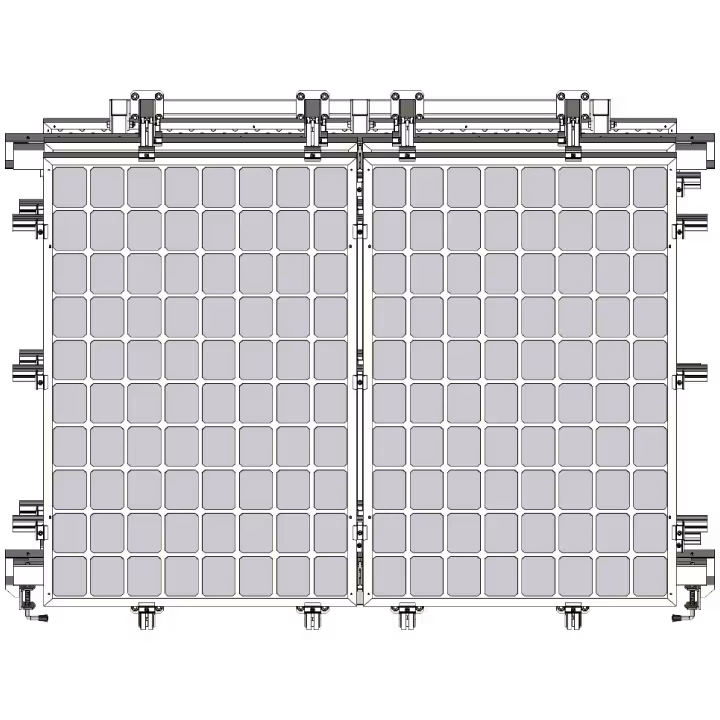 Four panel solar frame slide out - top view