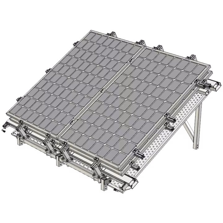 Four panel solar frame slide out - perspective stowed view