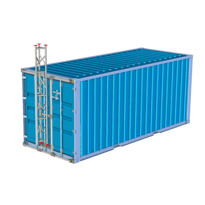 AL340 shipping container mounting interface bracket - shown fully assembled on container