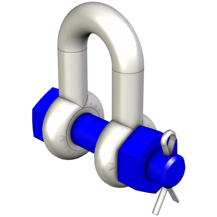 D-Shackle with Bolt and Split Pin - Perspective View