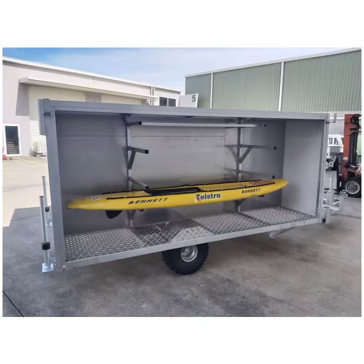 Aluminium beach arena trailer model two - RHS door open