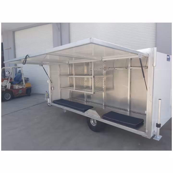 Aluminium beach arena trailer model two - LHS door open