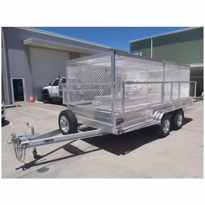 Front angled view of surf lifesaving gear and equipment trailer