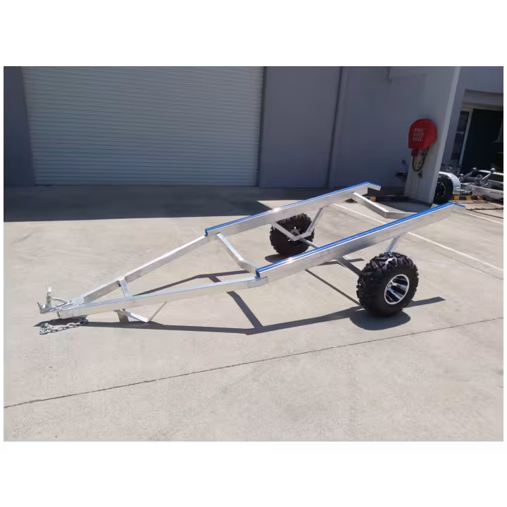 Aluminium IRB flood boat trailer side view