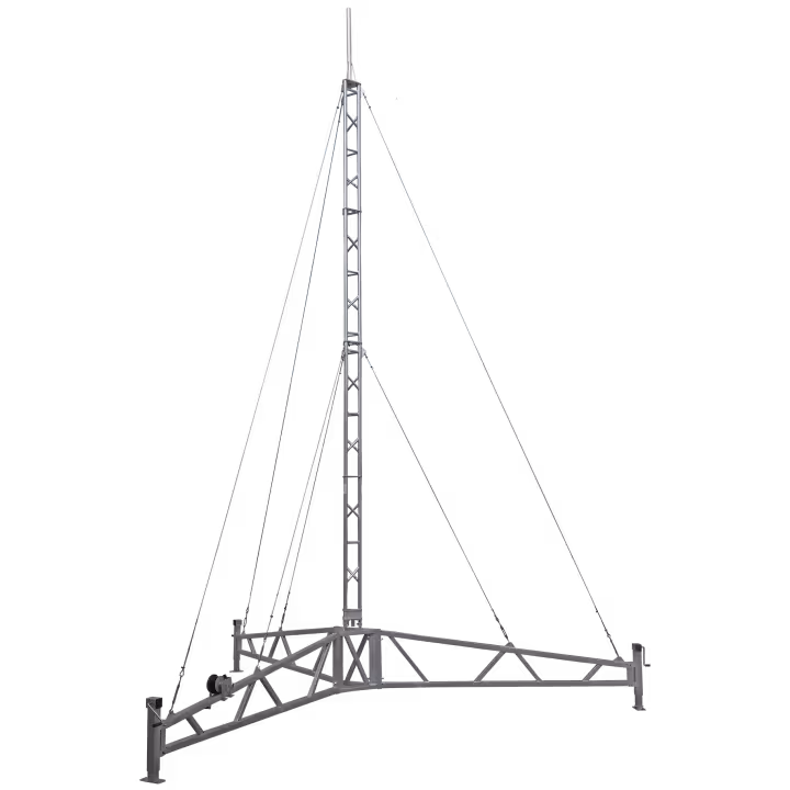 8m AL220 hinged tripod tower self-guyed hinged mast