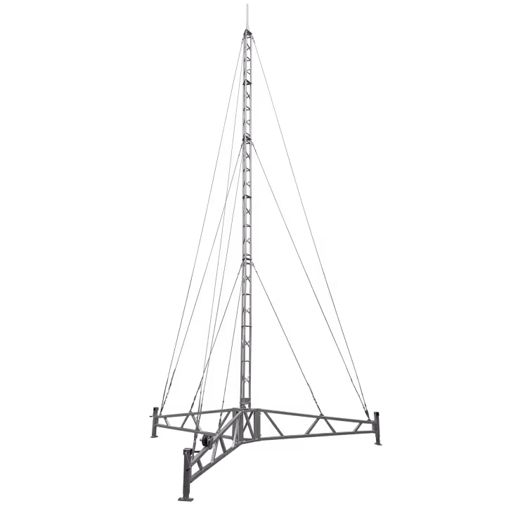 11m AL220 portable tripod tower hinged mast self-guyed