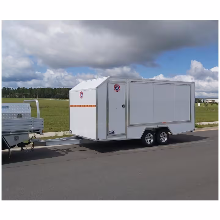 Dual Axle enclosed nippers trailer doors closed