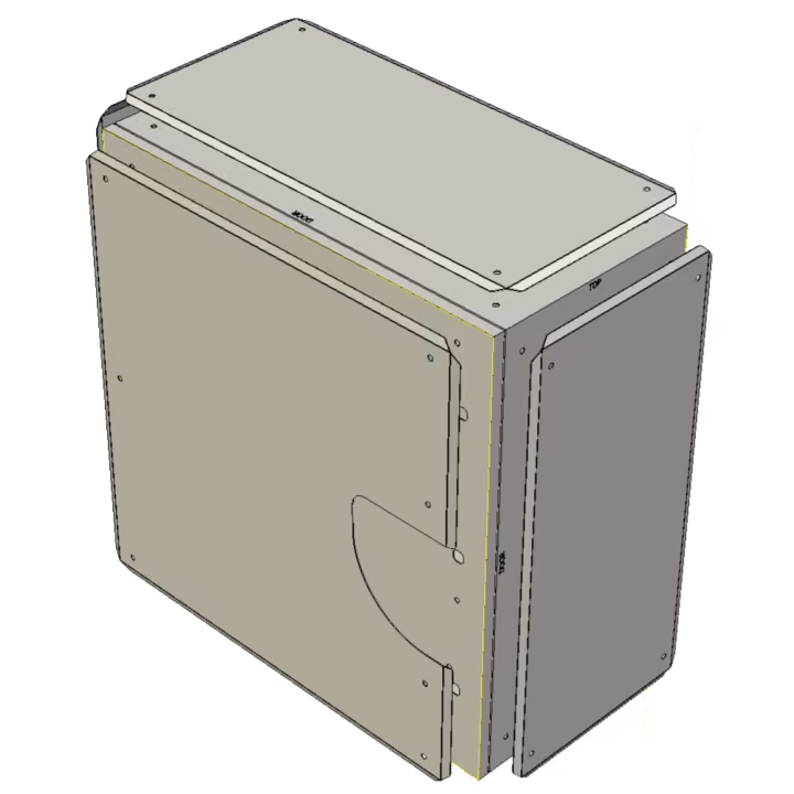 AES Stainless Enclosure 800x800x400 with Vent and Sunshield - Perspective