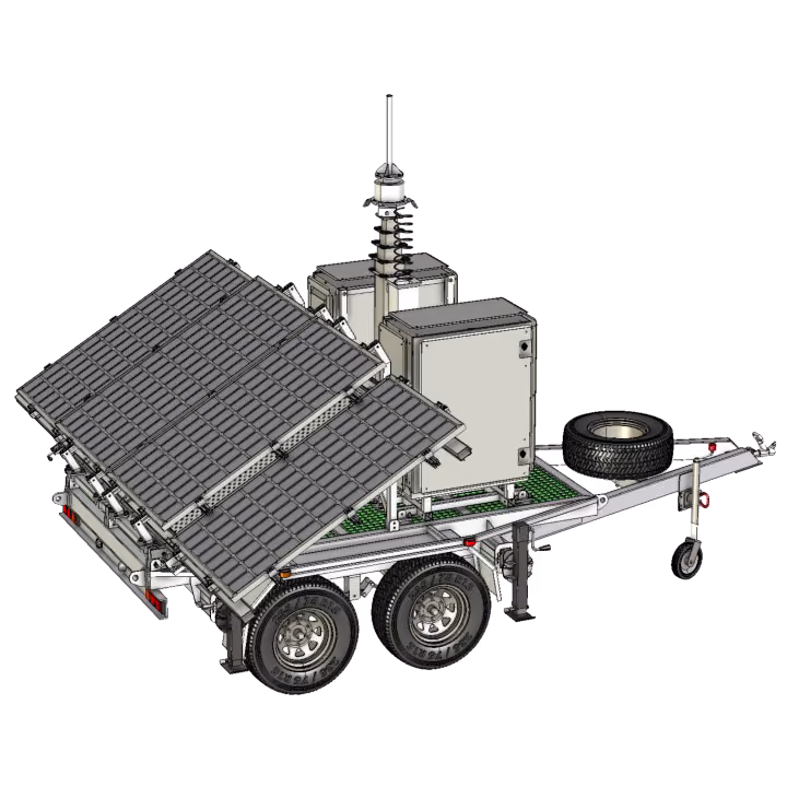 APAC AMT dual axle alloy trailer with collapsable mast perspective view