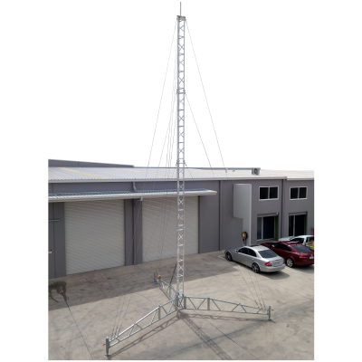 14m temporary tower portable tripod lattice mast, aluminium 30m, mining, telstra