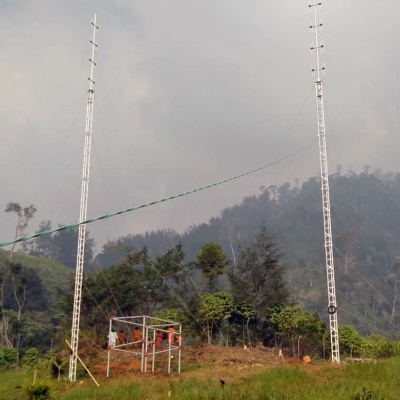 AL340 guyed aluminium lattice tower installed in Papua New Guinea, 10m, 20m, 30m, 40m