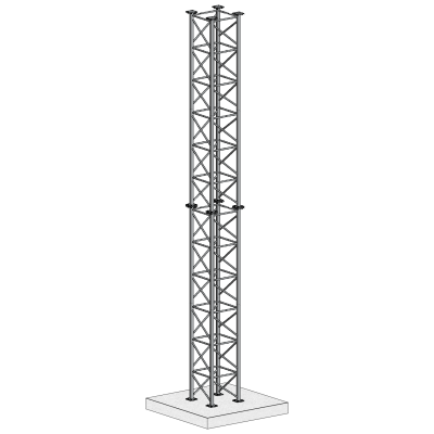 Galvanised square lattice tower, four-leg design