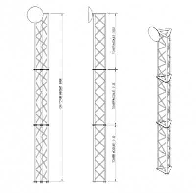 AL800 aluminium lattice tower, freestanding