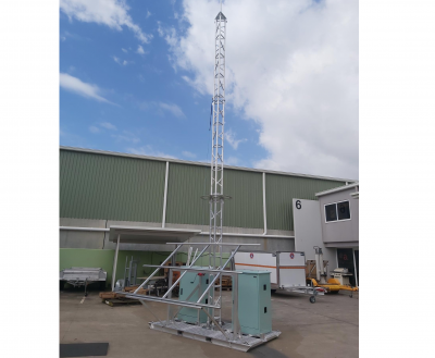 Aluminium lattice tower, remote monitoring. communications, ptp, skid, skid