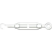Turnbuckle with hook and eye galvanised or stainless - front view