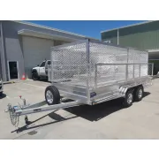Front angled view of surf lifesaving gear and equipment trailer