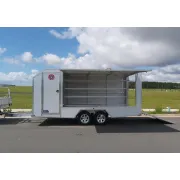 Dual Axle enclosed nippers trailer doors open