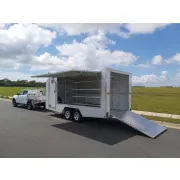 Dual Axle enclosed nippers trailer doors open rear view