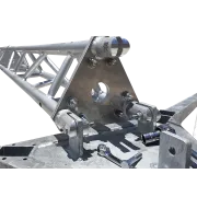 Hinged tripod tower base closeup