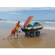Surf lifesavers pushing RWC jetski into water