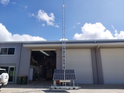 APAC Hinged communications skid, 3m, 7m, 10m, aluminium lattice tower. Queensland, mining, telstra