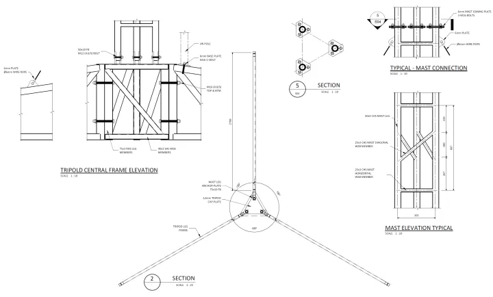 AL340 Tripod Tower CAD Drawing